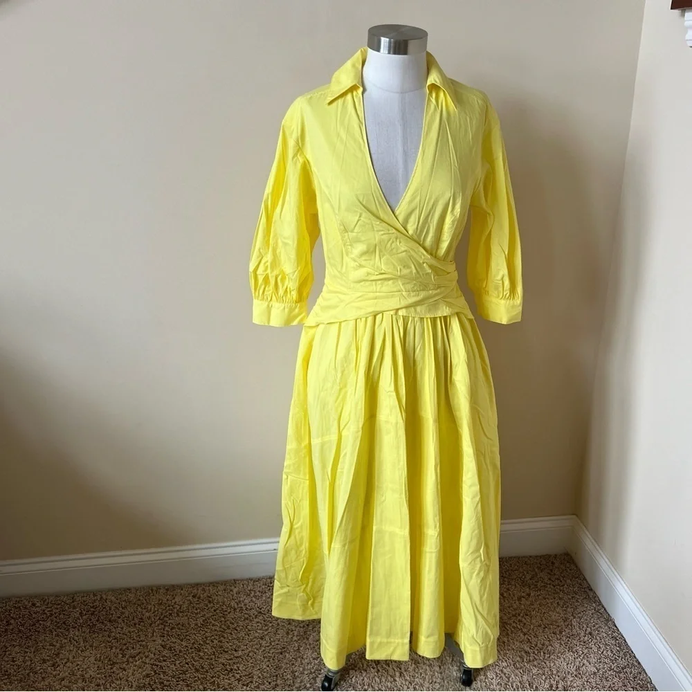 New! Cinq a Sept Camron Midi Dress in Dayglow Yellow nwot 17697